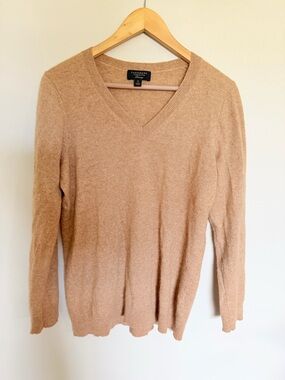 Charter Club 100% Cashmere V-Neck Sweater in Camel Women’s 1X